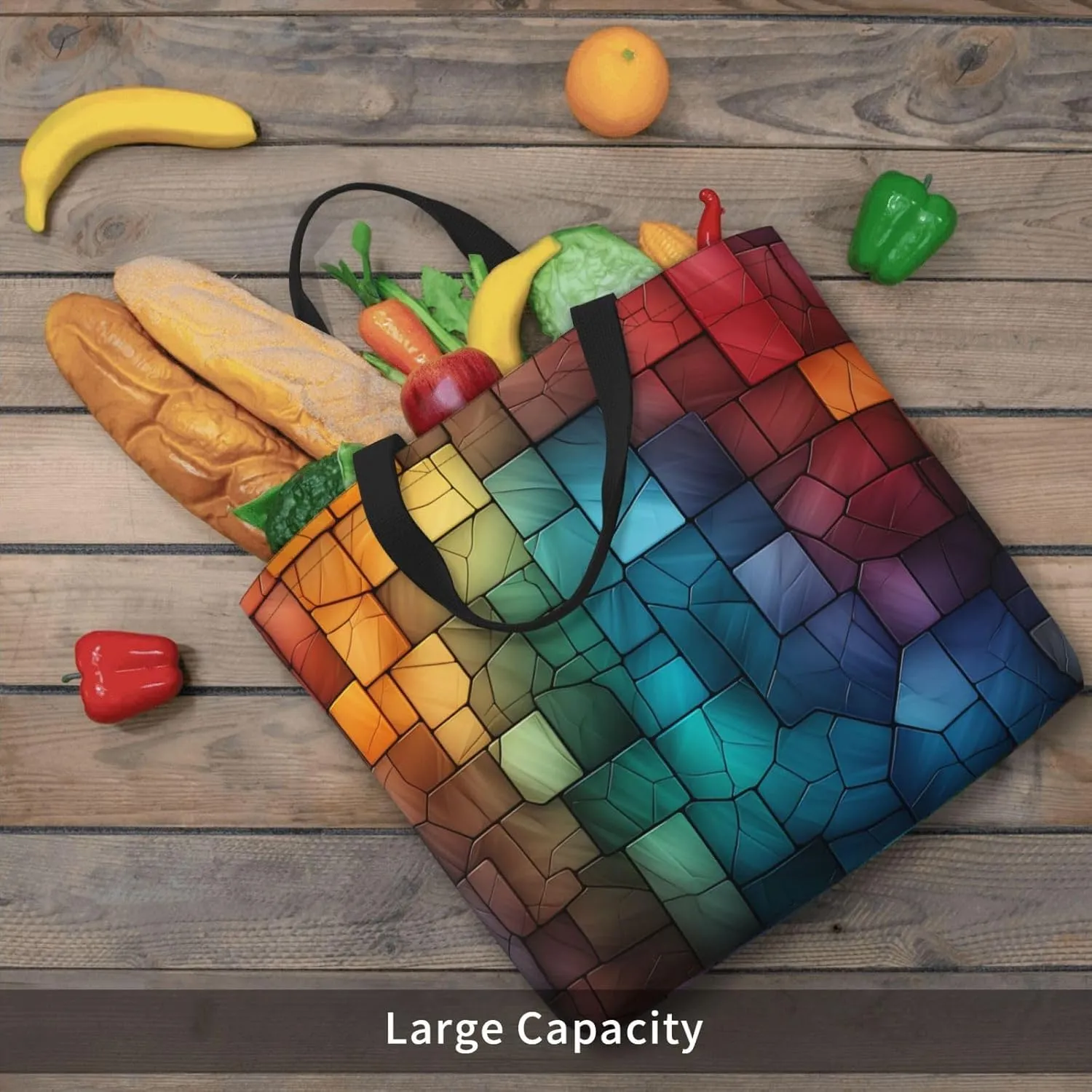 Tote Bag Large Capacity Grocery Bag With Zipper Complex geometric designs Shopping Bag Shoulder Bag for Women