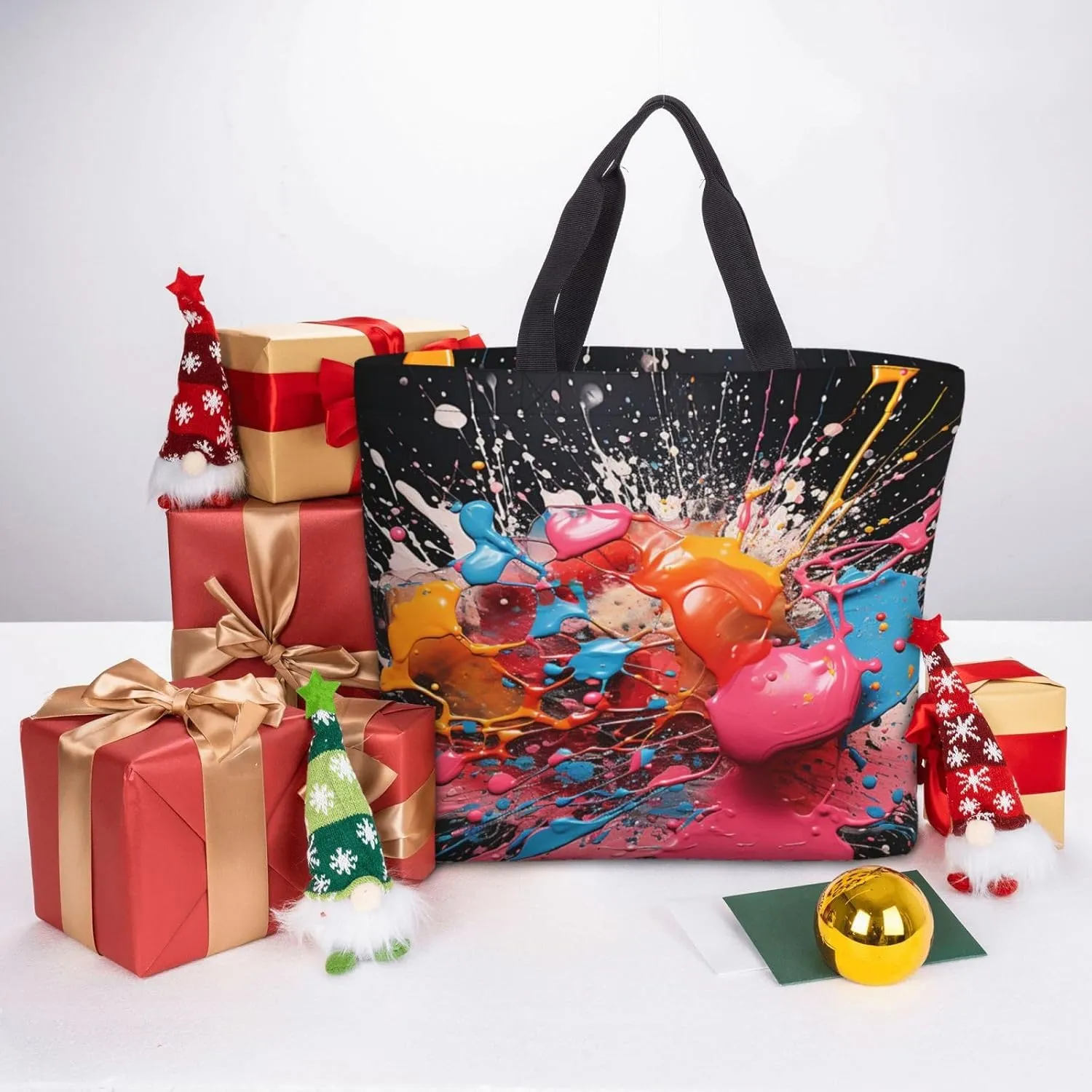 Tote Bag Large Capacity Grocery Bag With Zipper Complex geometric designs Shopping Bag Shoulder Bag for Women