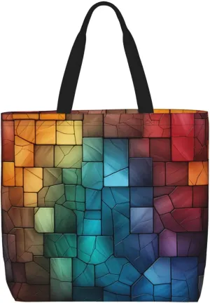 Tote Bag Large Capacity Grocery Bag With Zipper Complex geometric designs Shopping Bag Shoulder Bag for Women