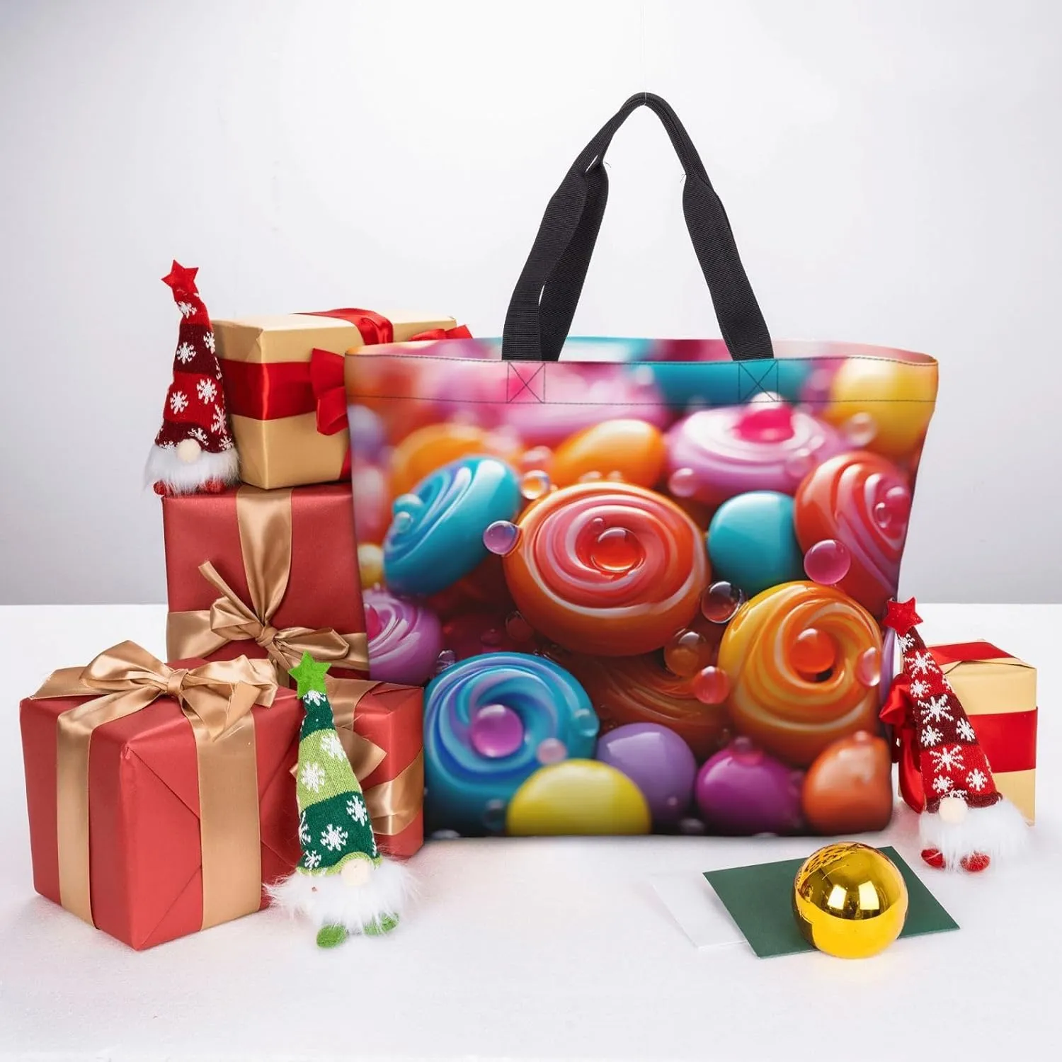 Tote Bag Large Capacity Grocery Bag With Zipper Complex geometric designs Shopping Bag Shoulder Bag for Women
