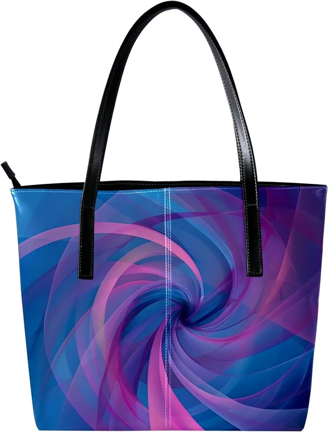 Tote Bag, Large Tote Bag, Women's Tote Handbags, Modern Blue Gold Wave Geometric Stripes, Tote Bags Women