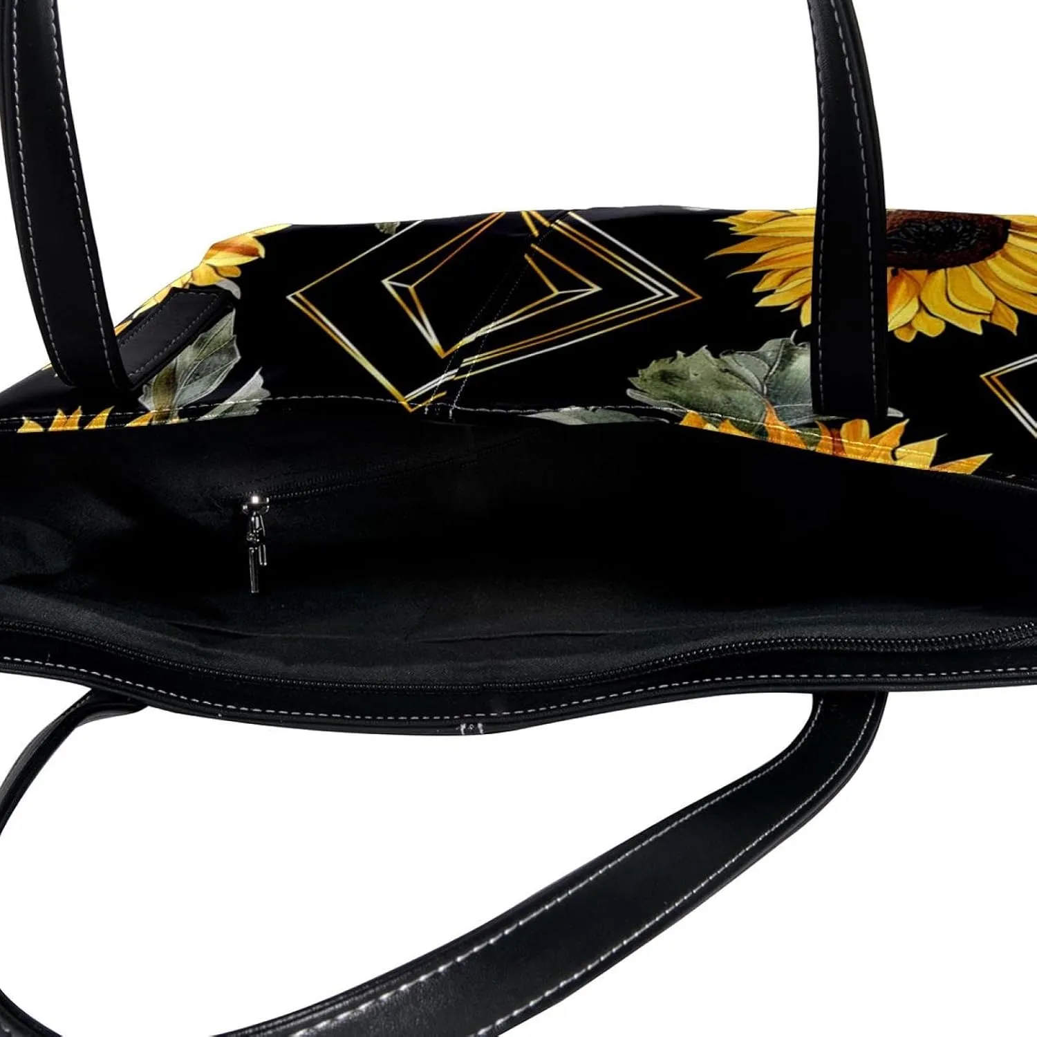 Tote Bags, Large Tote Bag, Tote Bag with Zipper, Sunflower Geometric Pattern Modern, Tote Bags Women