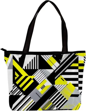 Tote Bags, Large Tote Bags for Women, Women's Tote Handbags, Modern Geometric Pattern Purple Black, Womens Tote Bags for Work