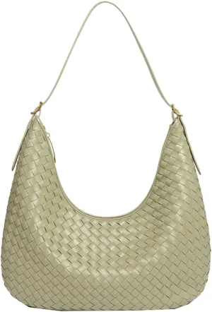 Tote Bags Woven Shoulder Handbags for Women Large Commuter Underarm Crescent Bag PU Leather Shoulder Purse Trendy Handbag