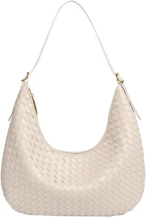 Tote Bags Woven Shoulder Handbags for Women Large Commuter Underarm Crescent Bag PU Leather Shoulder Purse Trendy Handbag