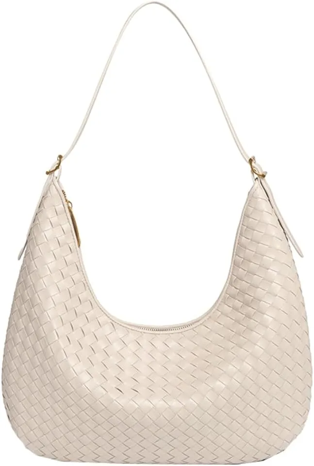 Tote Bags Woven Shoulder Handbags for Women Large Commuter Underarm Crescent Bag PU Leather Shoulder Purse Trendy Handbag