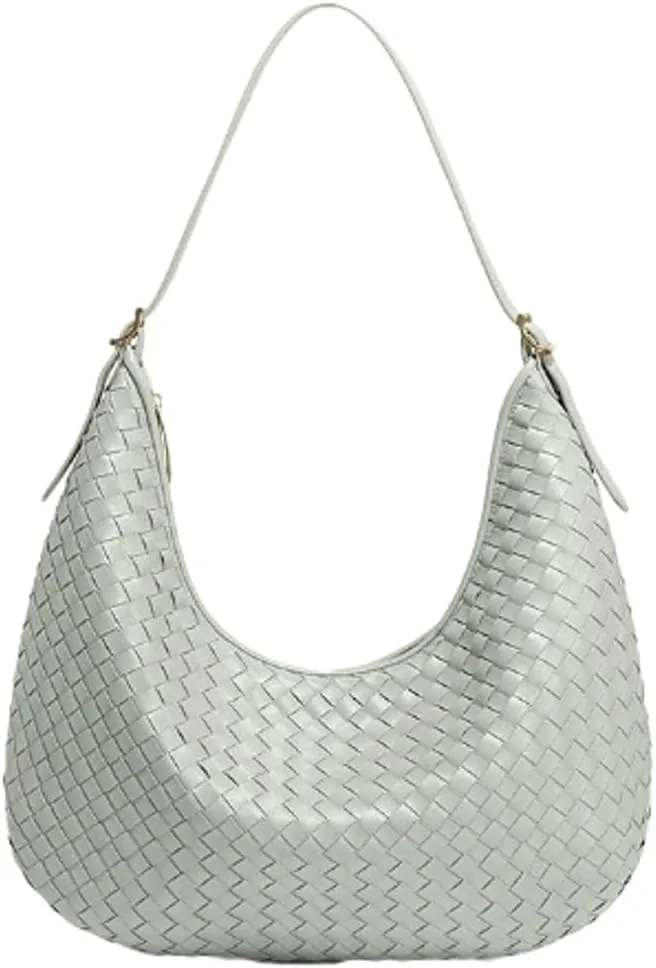 Tote Bags Woven Shoulder Handbags for Women Large Commuter Underarm Crescent Bag PU Leather Shoulder Purse Trendy Handbag