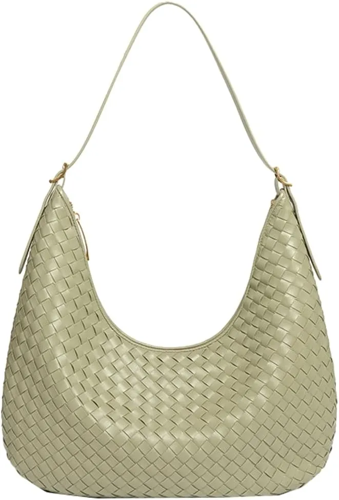Tote Bags Woven Shoulder Handbags for Women Large Commuter Underarm Crescent Bag PU Leather Shoulder Purse Trendy Handbag
