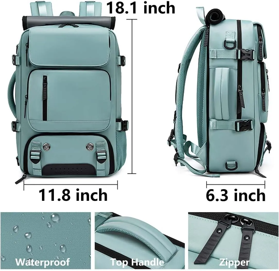 Travel Backpack for Women Men Carry On Backpack fits 16” Laptop Waterproof Convertible Backpack with Shoe Compartment (Black)