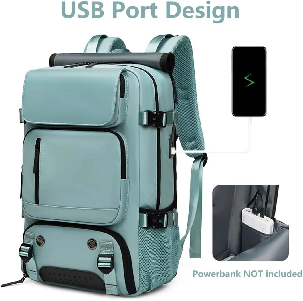 Travel Backpack for Women Men Carry On Backpack fits 16” Laptop Waterproof Convertible Backpack with Shoe Compartment (Black)