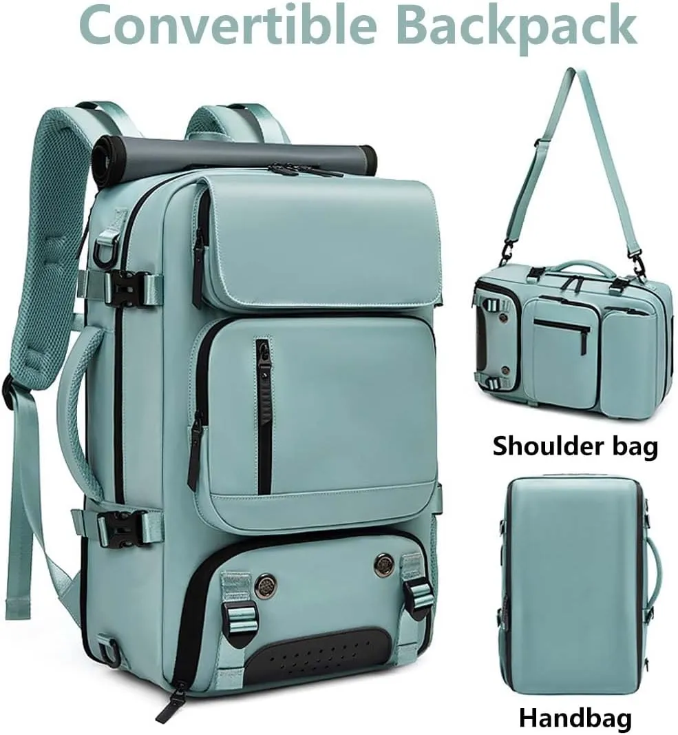 Travel Backpack for Women Men Carry On Backpack fits 16” Laptop Waterproof Convertible Backpack with Shoe Compartment (Black)