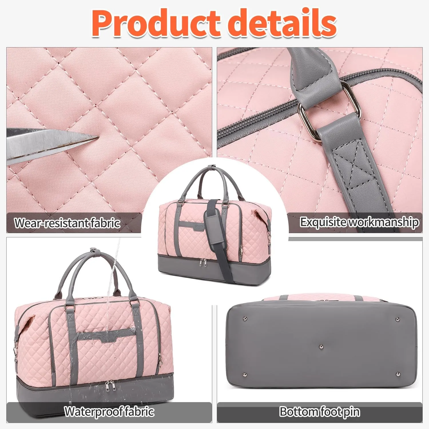 Travel Bag for Women: 21" Large Weekender Bags for Women with Shoe Compartment & Toiletry Bags, 3PCS Overnight Duffel Tote for Carry on Weekend Travel Business Trip Airplane Traveling, Gym