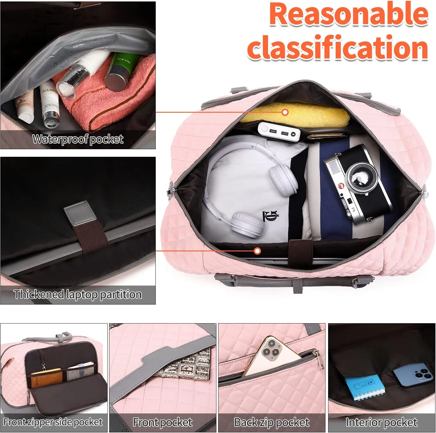 Travel Bag for Women: 21" Large Weekender Bags for Women with Shoe Compartment & Toiletry Bags, 3PCS Overnight Duffel Tote for Carry on Weekend Travel Business Trip Airplane Traveling, Gym