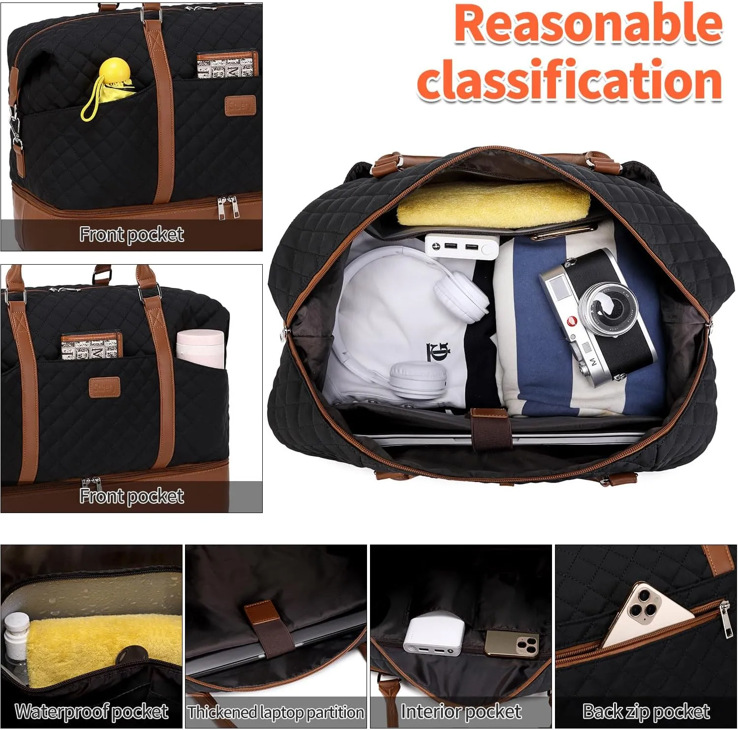 Travel Bag for Women: 21" Large Weekender Bags for Women with Shoe Compartment & Toiletry Bags, 3PCS Overnight Duffel Tote for Carry on Weekend Travel Business Trip Airplane Traveling, Gym
