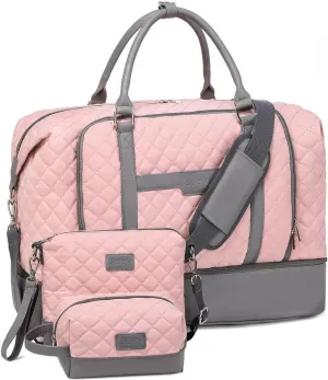 Travel Bag for Women: 21" Large Weekender Bags for Women with Shoe Compartment & Toiletry Bags, 3PCS Overnight Duffel Tote for Carry on Weekend Travel Business Trip Airplane Traveling, Gym