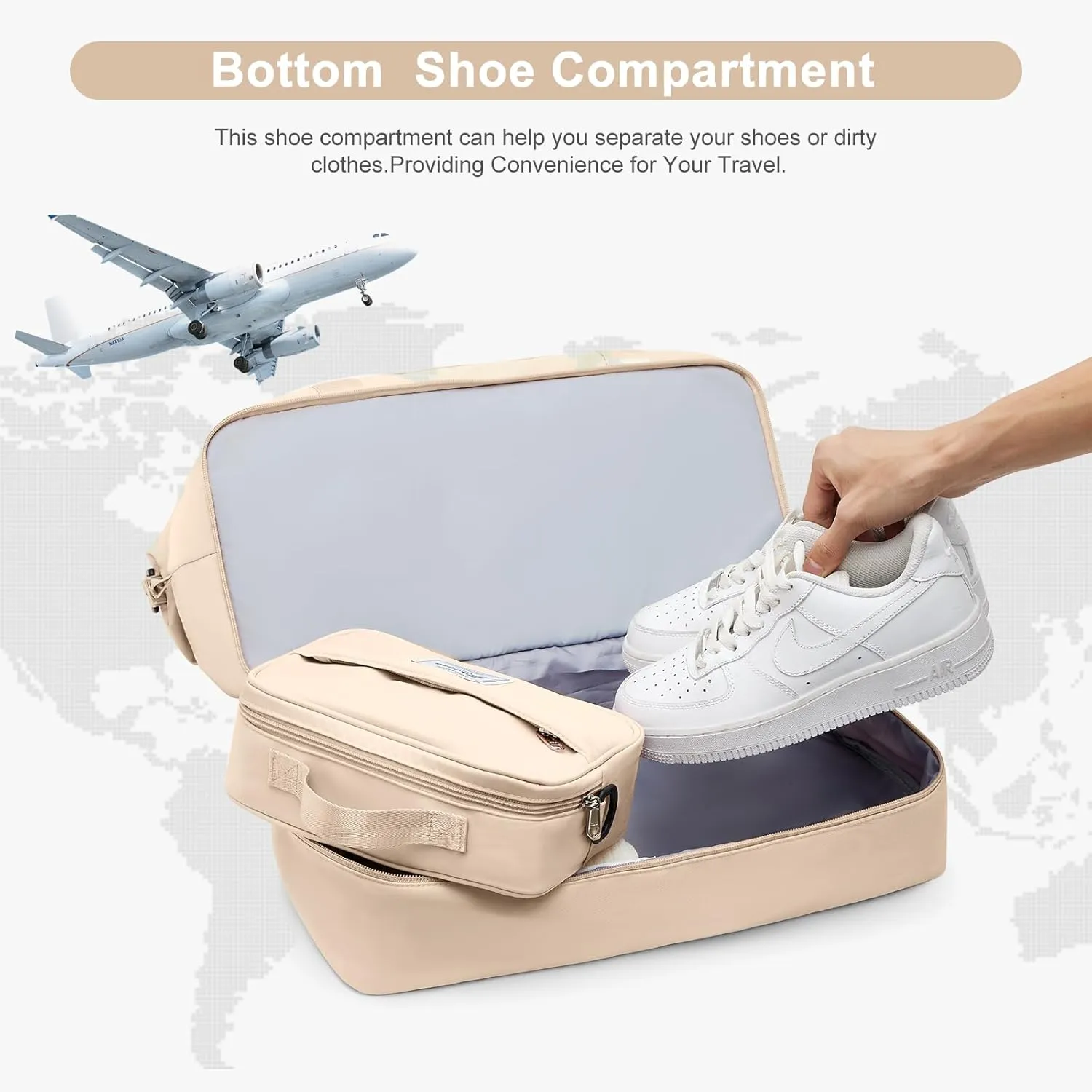 Travel Bag with Shoes Compartment,Weekender Bags for Women Travel,Carry On Duffel Overnight Bag with Trolley Sleeve & Wet Pocket,Travel tote Bag Sports Gym Bag