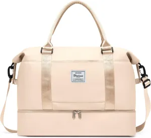 Travel Bag with Shoes Compartment,Weekender Bags for Women Travel,Carry On Duffel Overnight Bag with Trolley Sleeve & Wet Pocket,Travel tote Bag Sports Gym Bag