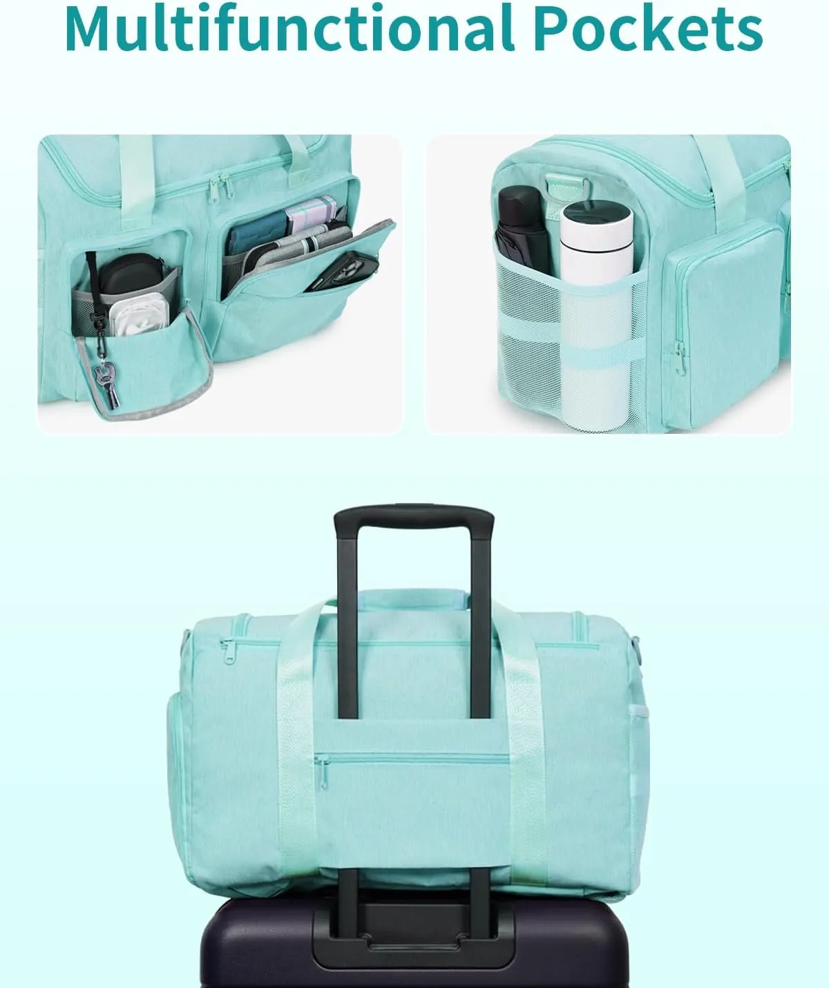 Travel Duffel Bag 27L Gym Bag with Shoe Compartment Carry on Overnight Backpack with Toiletry Bag & Wet Pocket Patent Pending
