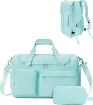 Travel Duffel Bag 27L Gym Bag with Shoe Compartment Carry on Overnight Backpack with Toiletry Bag & Wet Pocket Patent Pending