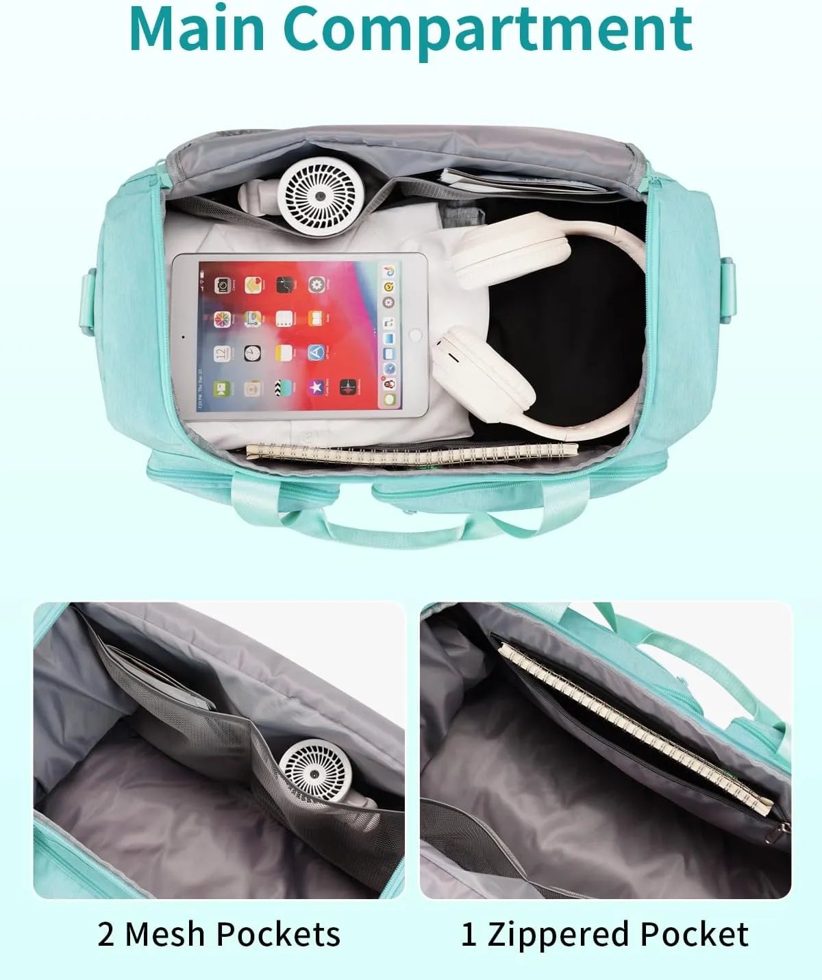Travel Duffel Bag 27L Gym Bag with Shoe Compartment Carry on Overnight Backpack with Toiletry Bag & Wet Pocket Patent Pending