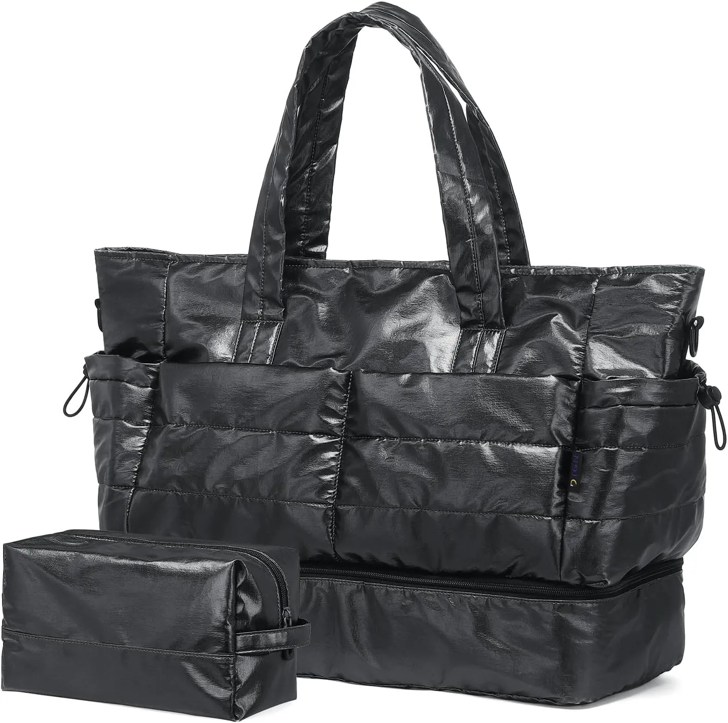 Travel Duffel Bag for Women, 50L Weekender Bag, Gym Bag with Shoes Compartment, Carry on Overnight Bag with Toiletry Bag for Travel Trip Camping, Black