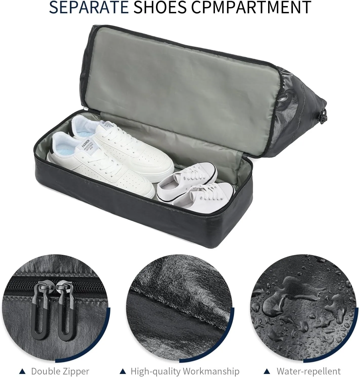 Travel Duffel Bag for Women, 50L Weekender Bag, Gym Bag with Shoes Compartment, Carry on Overnight Bag with Toiletry Bag for Travel Trip Camping, Black