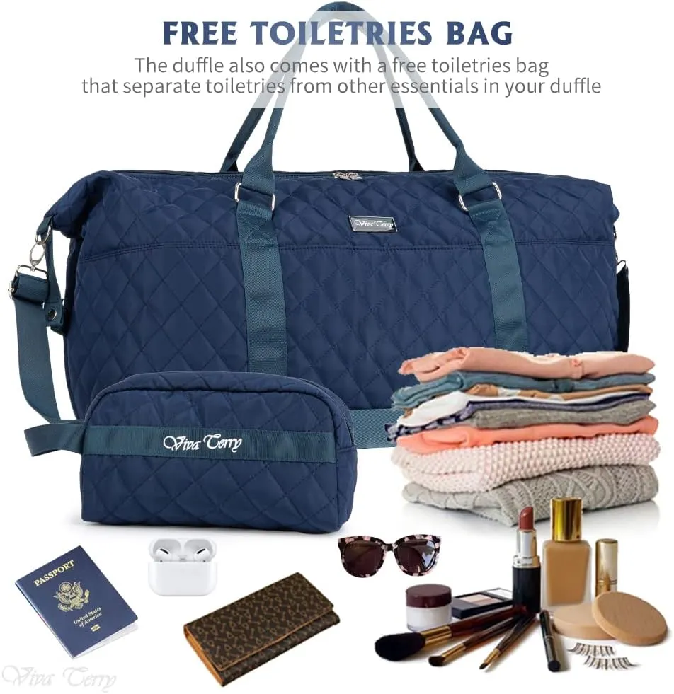 Travel Duffel Bag for Women, Large Overnight Bag with Adjustable Strap, Weekender Bag with Wet Pocket, Carry On Tote Bag, Sports Tote Gym Bag, Hospital Bag for Labor and Delivery