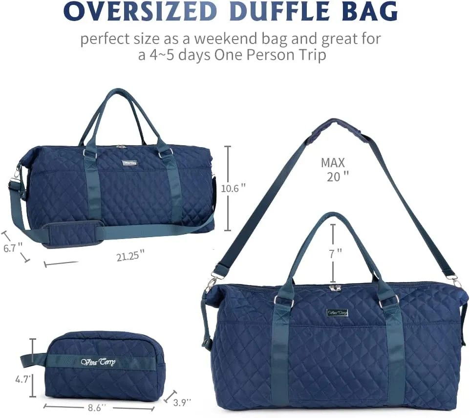 Travel Duffel Bag for Women, Large Overnight Bag with Adjustable Strap, Weekender Bag with Wet Pocket, Carry On Tote Bag, Sports Tote Gym Bag, Hospital Bag for Labor and Delivery