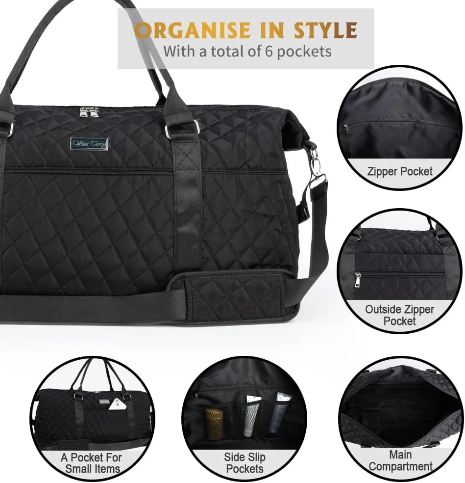 Travel Duffel Bag for Women, Large Overnight Weekender with Adjustable Strap, Wet Pocket, Carry On Sports Tote, Hospital Bag
