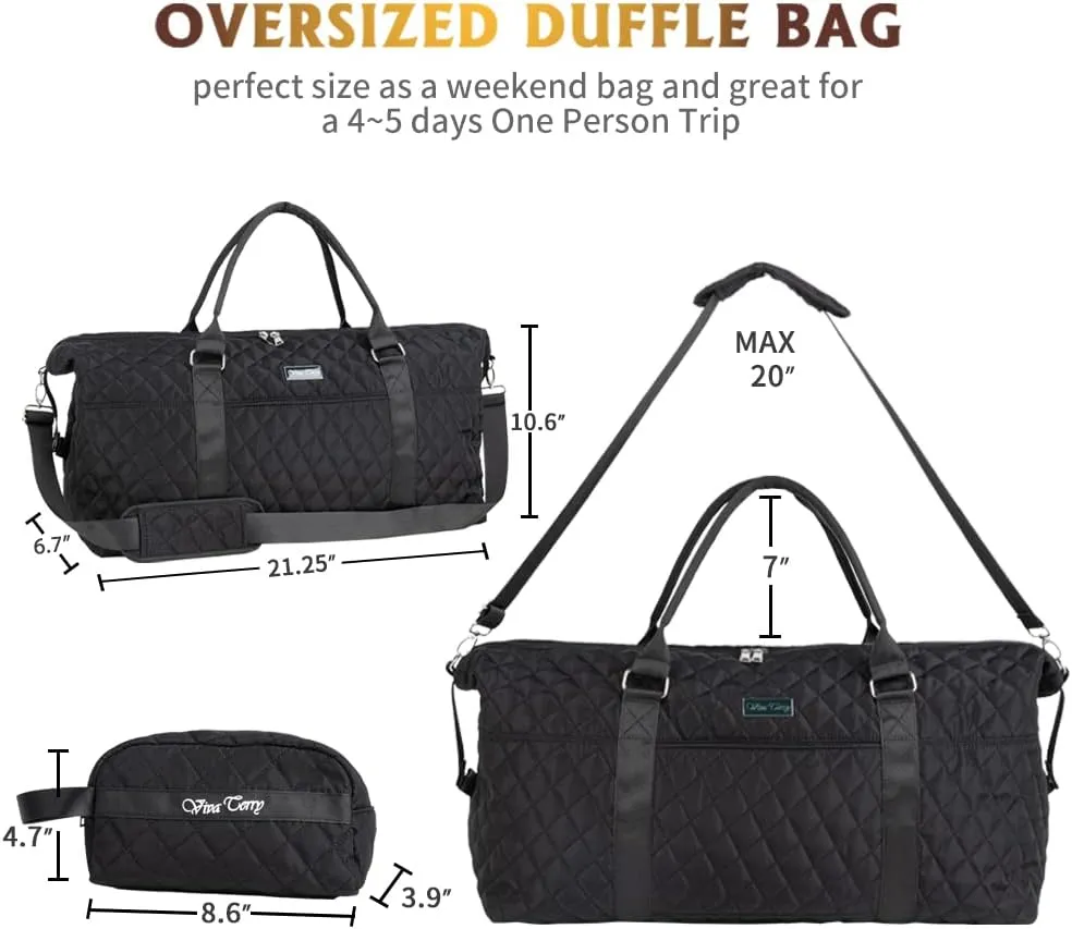 Travel Duffel Bag for Women, Large Overnight Weekender with Adjustable Strap, Wet Pocket, Carry On Sports Tote, Hospital Bag