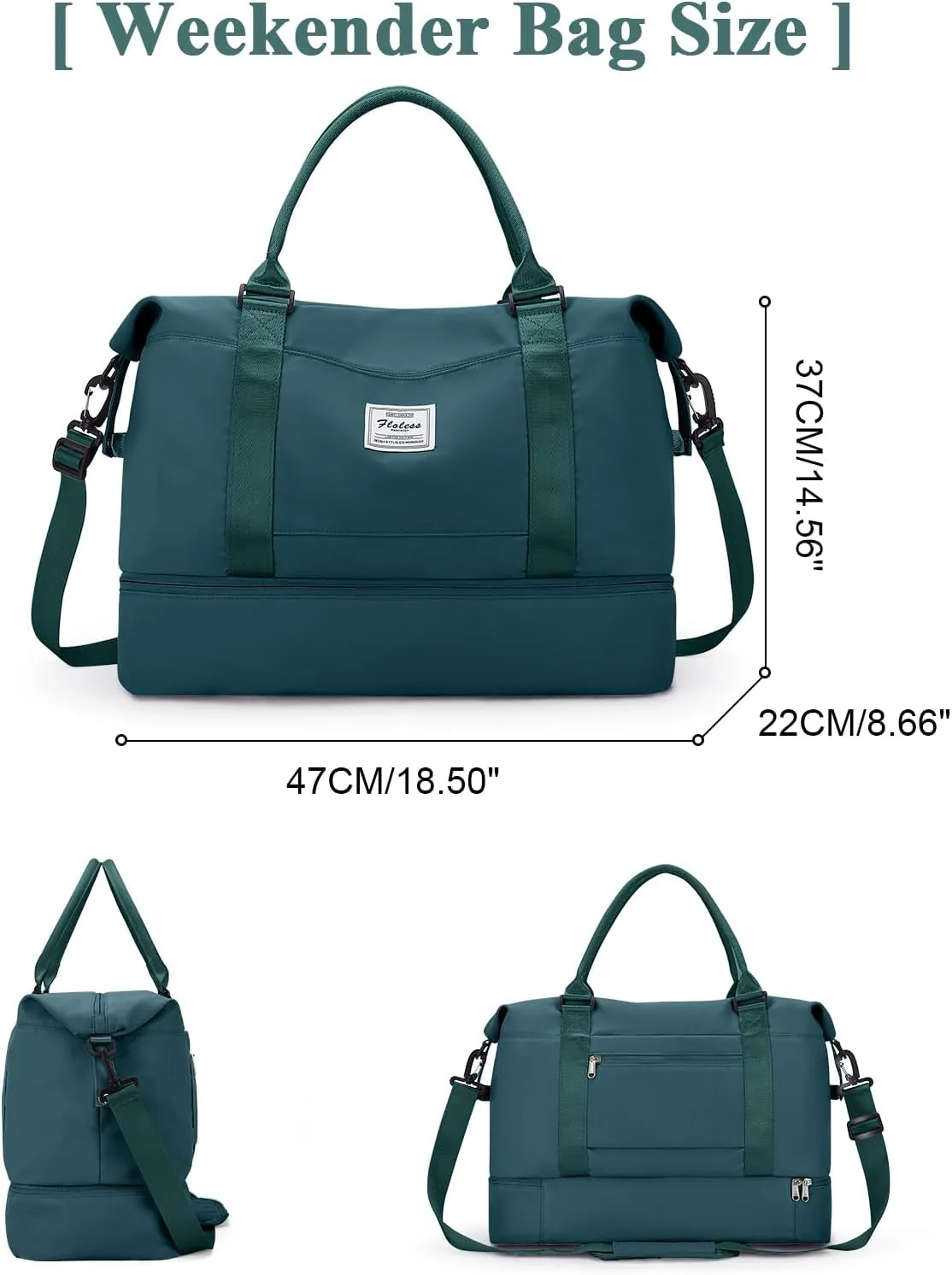 Travel Duffel Bag with Shoes Compartment, Overnight Weekender Bags for Women, Carry on Personal Item Travel Set