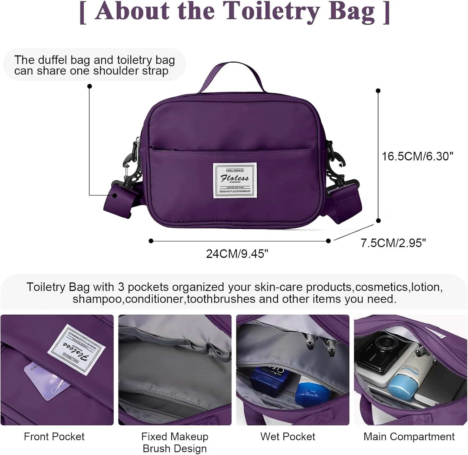 Travel Duffel Bag with Shoes Compartment, Overnight Weekender Bags for Women, Carry on Personal Item Travel Set