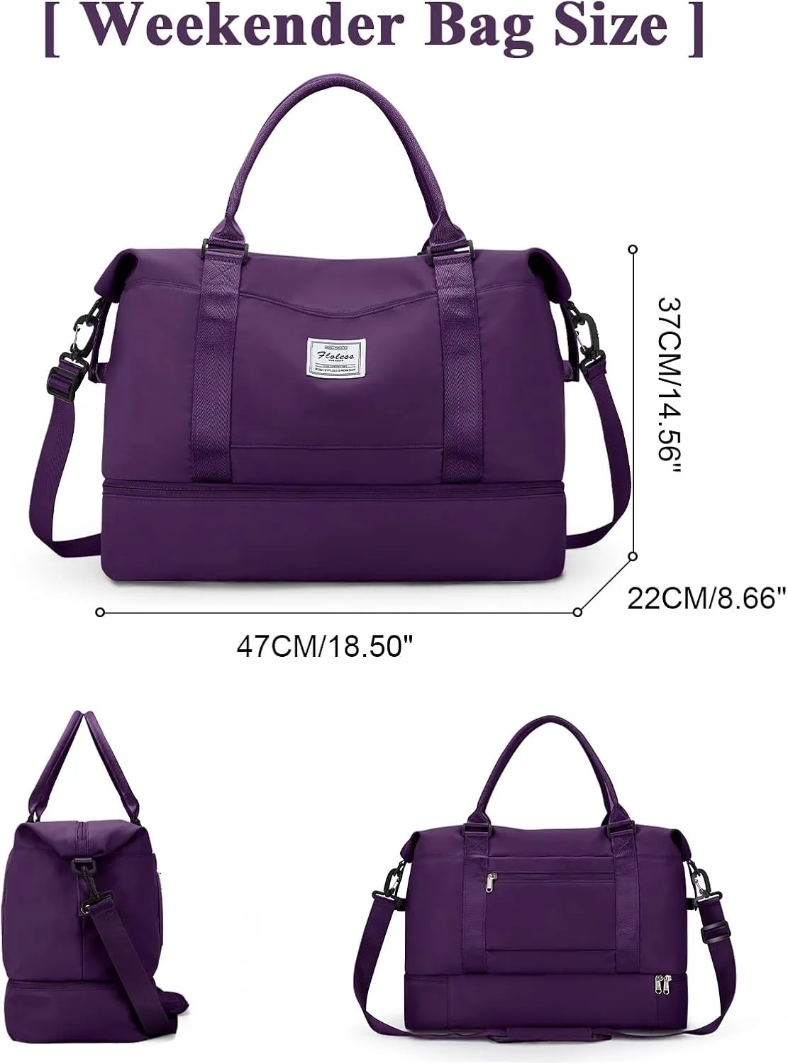 Travel Duffel Bag with Shoes Compartment, Overnight Weekender Bags for Women, Carry on Personal Item Travel Set