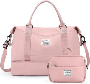 Travel Duffel Bag with Shoes Compartment, Overnight Weekender Bags for Women, Carry on Personal Item Travel Set