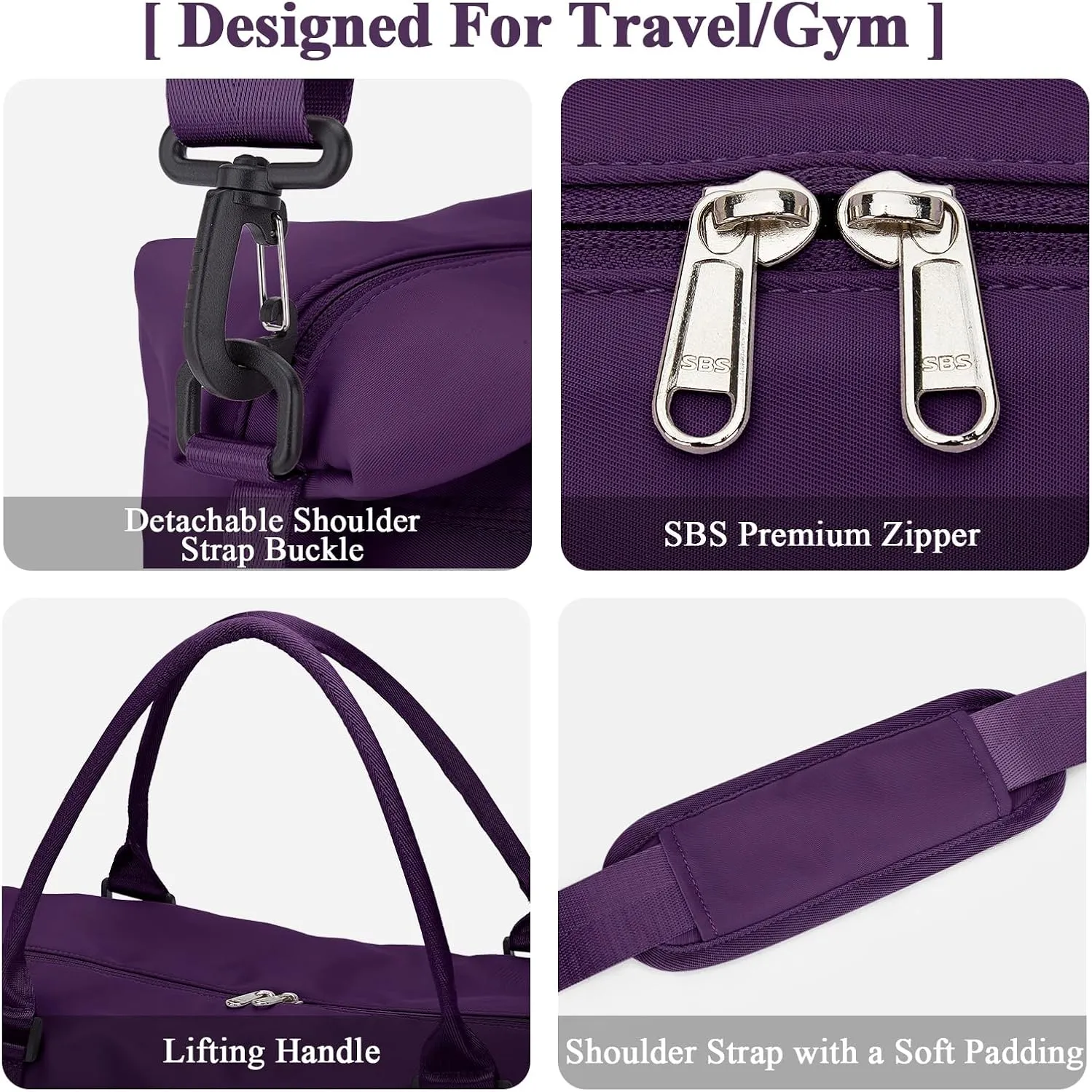 Travel Duffel Bag with Shoes Compartment, Overnight Weekender Bags for Women, Carry on Personal Item Travel Set