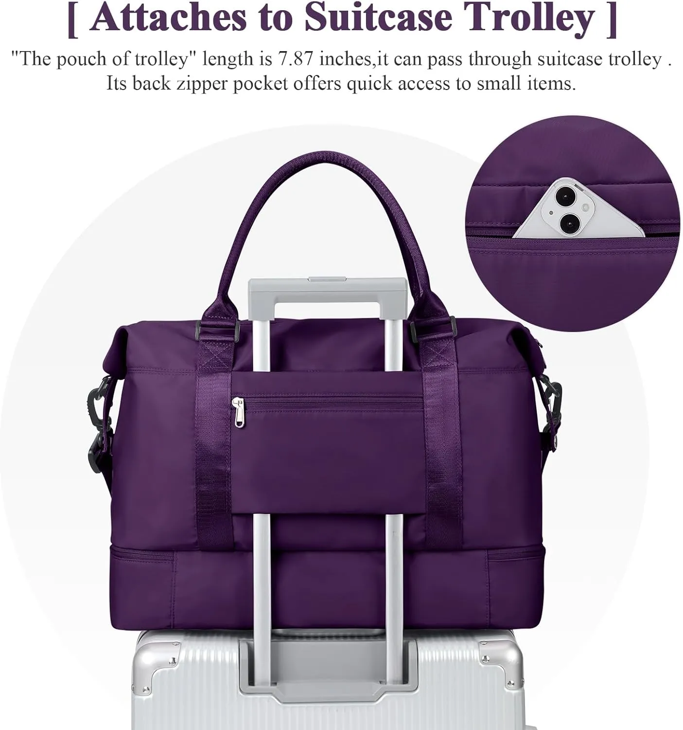 Travel Duffel Bag with Shoes Compartment, Overnight Weekender Bags for Women, Carry on Personal Item Travel Set