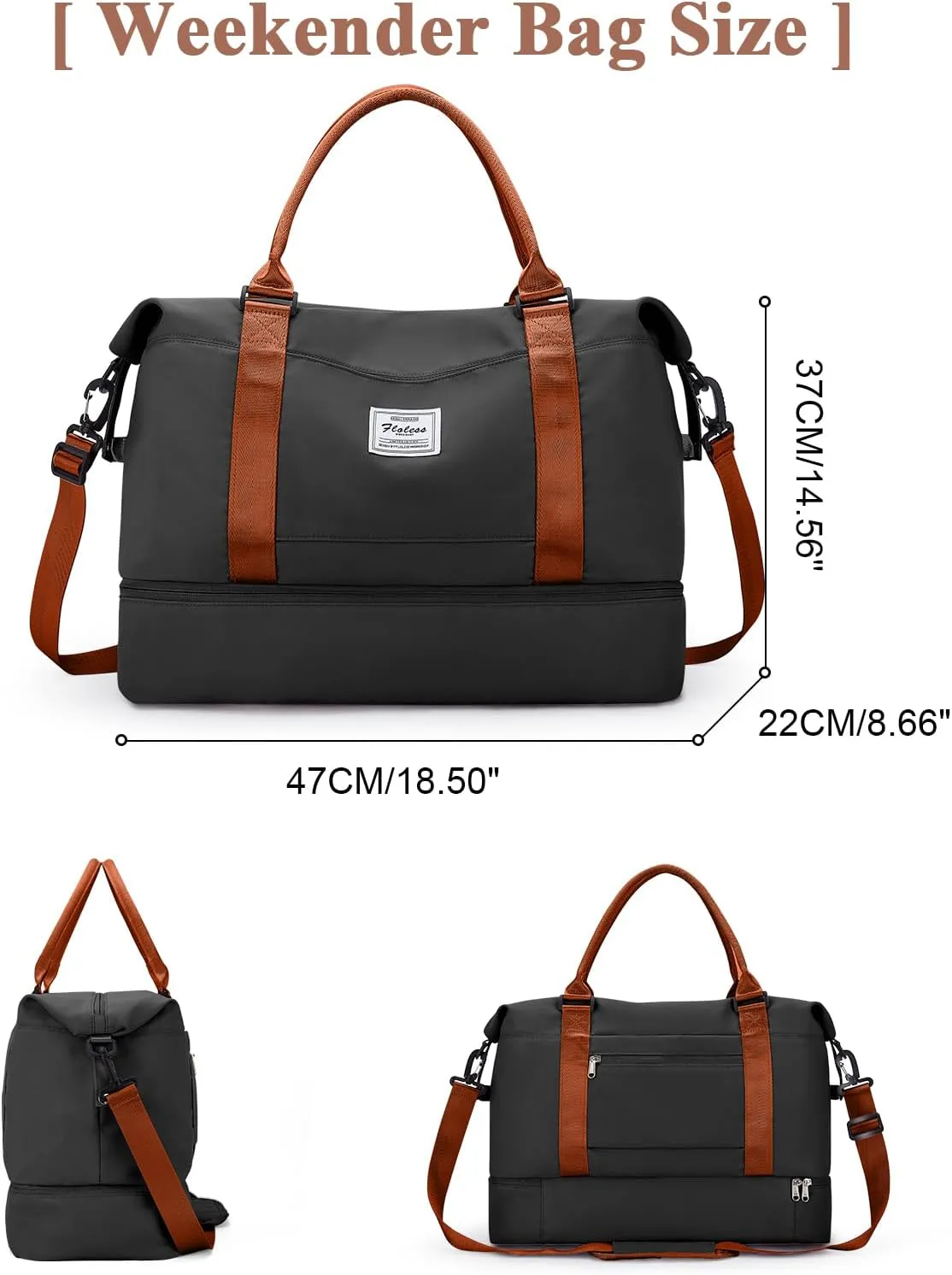 Travel Duffel Bag with Shoes Compartment, Overnight Weekender Bags for Women, Carry on Personal Item Travel Set