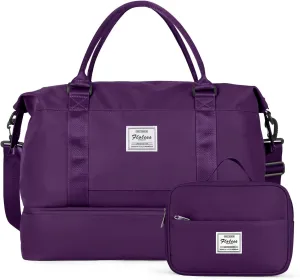 Travel Duffel Bag with Shoes Compartment, Overnight Weekender Bags for Women, Carry on Personal Item Travel Set