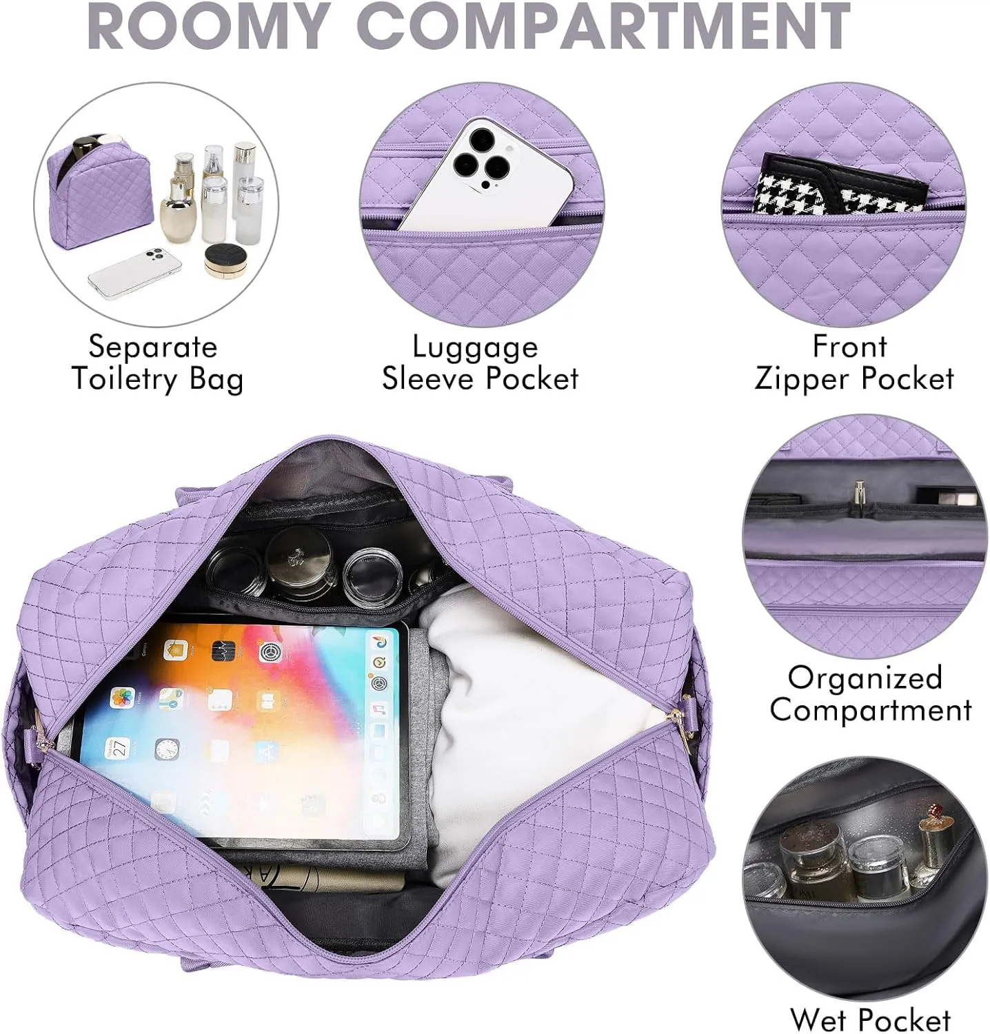 Travel Duffel Bags for Women with Shoe Compartment, Weekender Overnight Bag with Wet Pocket & Toiletry Bag, Carry On Personal Item Bag, Travel Tote Gym Bag, Hospital Bags for Labor and Delivery