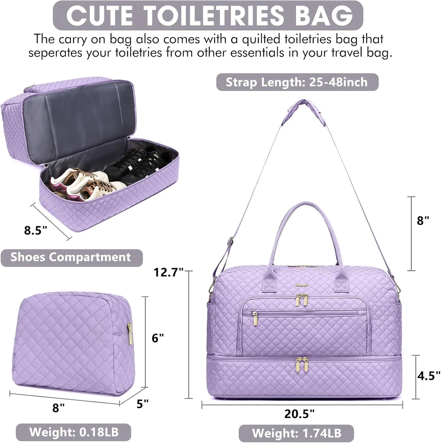 Travel Duffel Bags for Women with Shoe Compartment, Weekender Overnight Bag with Wet Pocket & Toiletry Bag, Carry On Personal Item Bag, Travel Tote Gym Bag, Hospital Bags for Labor and Delivery