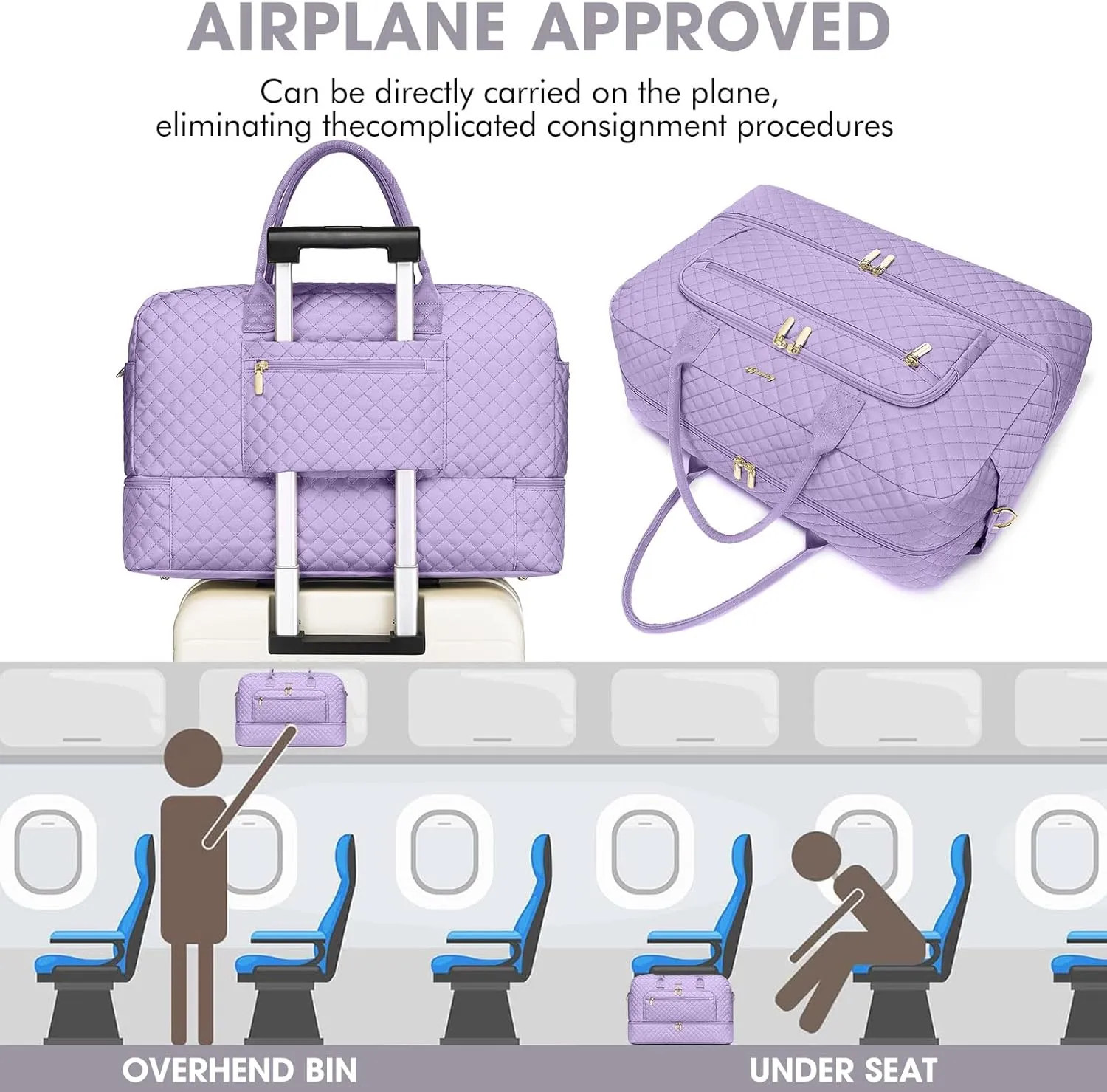 Travel Duffel Bags for Women with Shoe Compartment, Weekender Overnight Bag with Wet Pocket & Toiletry Bag, Carry On Personal Item Bag, Travel Tote Gym Bag, Hospital Bags for Labor and Delivery