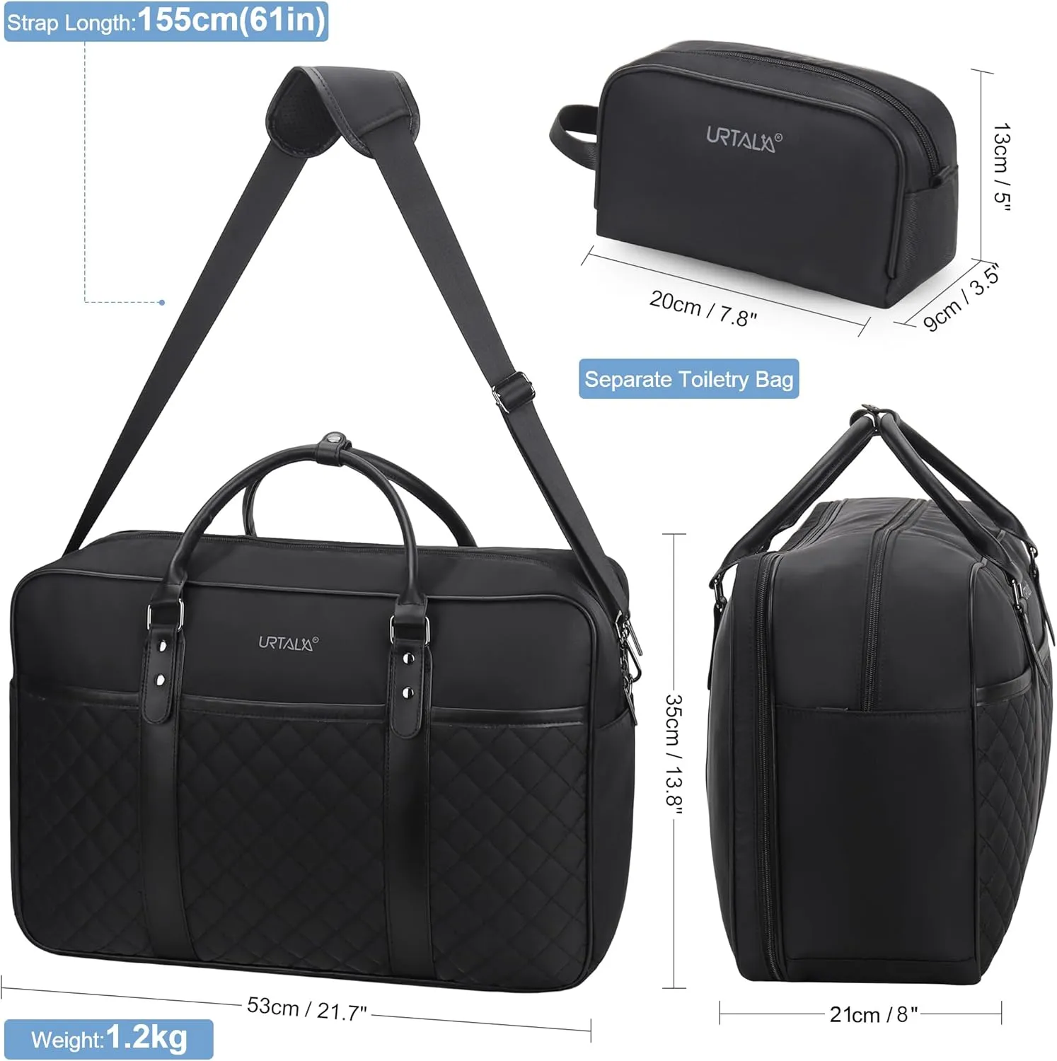 Travel Duffle Bag for Men, Weekender Bag for Women with Toiletry Bags, Carry On Overnight Bags with 17.3 inch Laptop Pouch