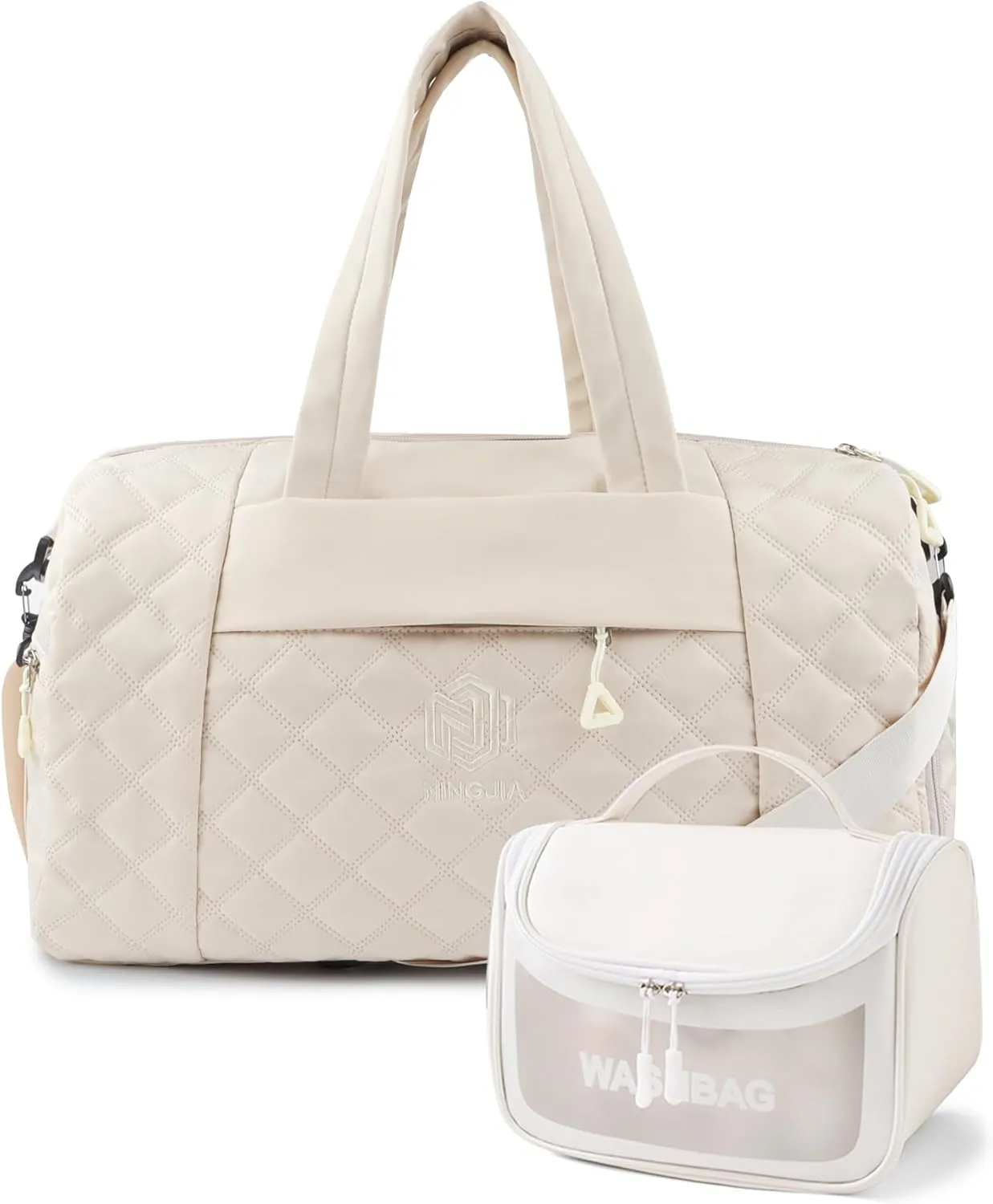 Travel Duffle Bag for Women Weekender Bag Luggage with Toiletry bag Shoe Pocket for Hospital,Gym and Airplane Travel,Beige