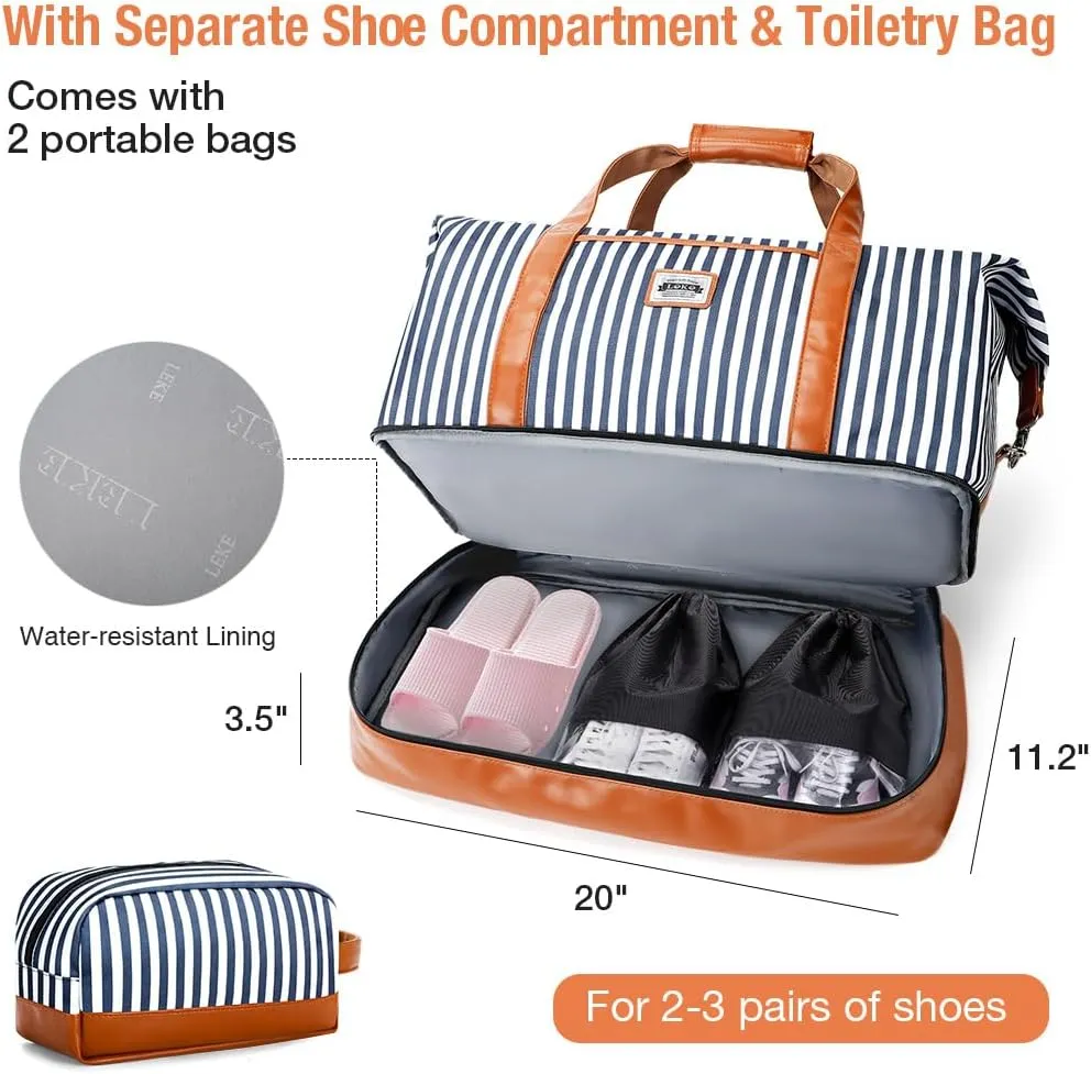 Travel Duffle Bag, Weekender Bags for Women Carry On Travel Bag Overnight Bag with Shoe Compartment Toiletry Bag