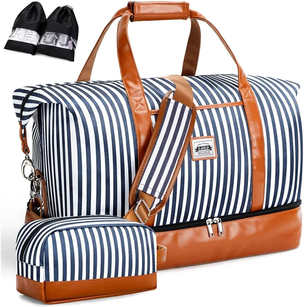 Travel Duffle Bag, Weekender Bags for Women Carry On Travel Bag Overnight Bag with Shoe Compartment Toiletry Bag