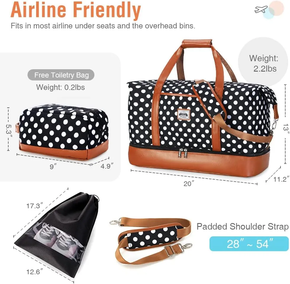 Travel Duffle Bag, Weekender Bags for Women Carry On Travel Bag Overnight Bag with Shoe Compartment Toiletry Bag