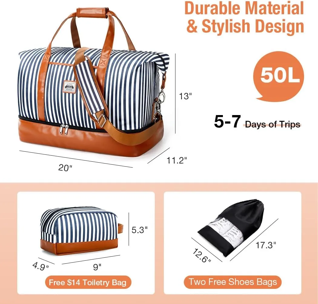 Travel Duffle Bag, Weekender Bags for Women Carry On Travel Bag Overnight Bag with Shoe Compartment Toiletry Bag