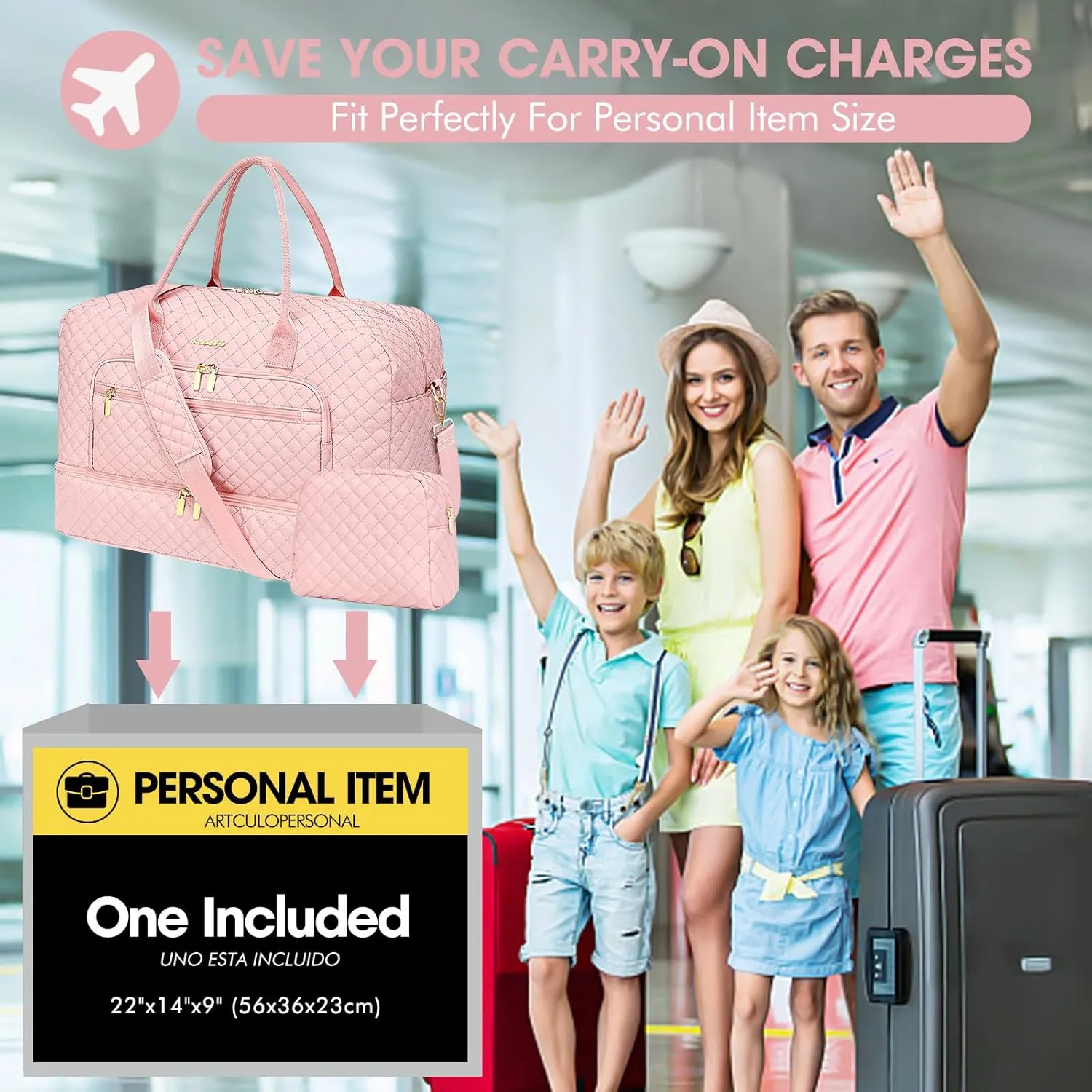 Travel Duffle Bag Weekender for Women - 38L Carry-On Overnight Personal Item Bag with Shoe Compartment & Wet Pocket Weekend Tote Bags with Toiletry Hospital Bags for Labor and Delivery