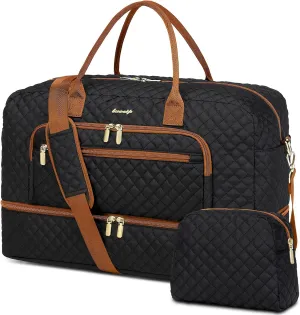 Travel Duffle Bag Weekender for Women - 38L Carry-On Overnight Personal Item Bag with Shoe Compartment & Wet Pocket Weekend Tote Bags with Toiletry Hospital Bags for Labor and Delivery