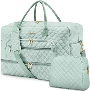 Travel Duffle Bag Weekender for Women - Carry-On Overnight Bag Personal Item Bag with Shoe Compartment & Wet Pocket Large Weekend Tote Bags with Toiletry Bag Hospital Bags for Labor and Delivery